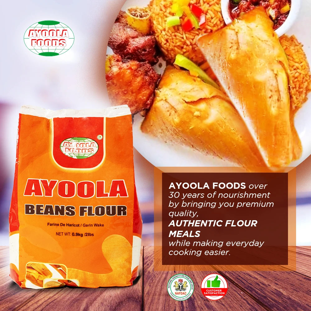 Ayoola Beans Flour 2lbs | Authentic Ground Brown Beans for Akara, Moi-moi, Gbegiri | Smooth & Easy-to-use