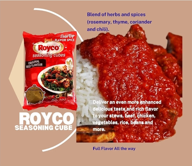Nigeria Original Beef Royco Seasoning Cube (1 Pack (100 Cube) 400g)
