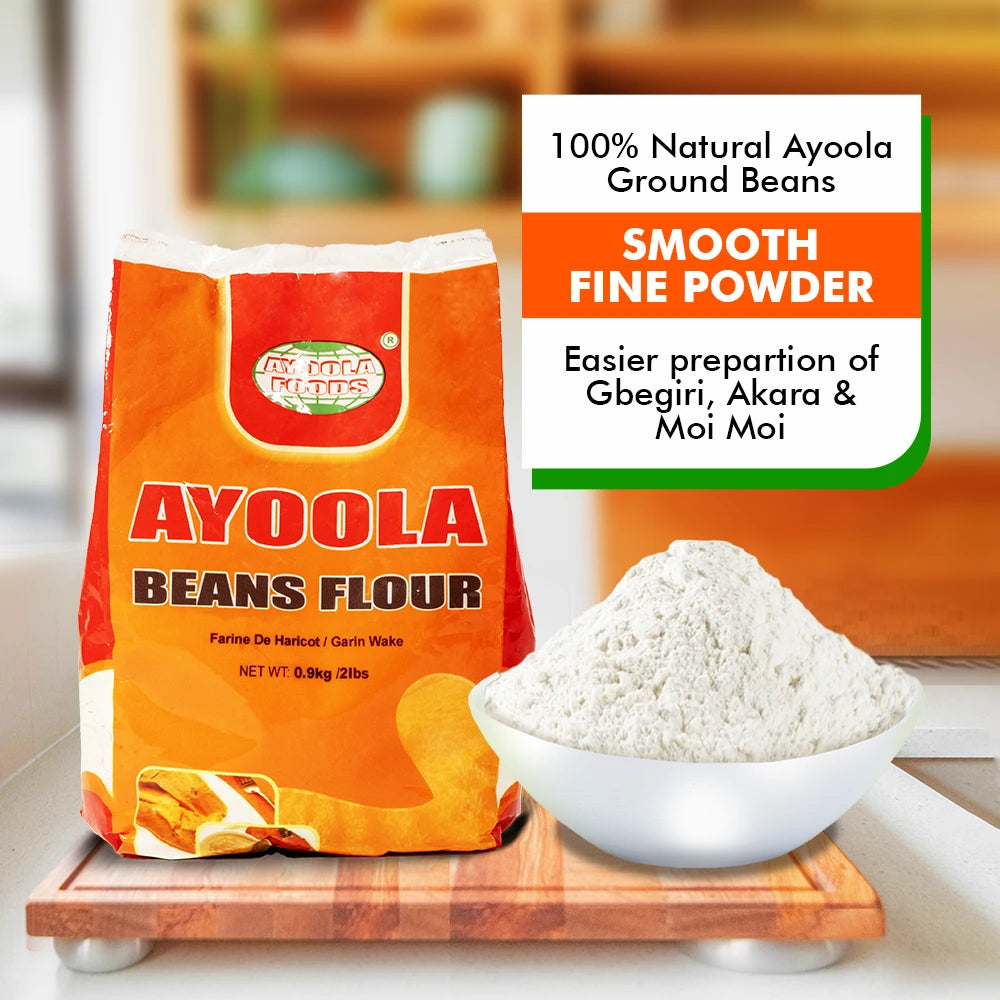 Ayoola Beans Flour 2lbs | Authentic Ground Brown Beans for Akara, Moi-moi, Gbegiri | Smooth & Easy-to-use